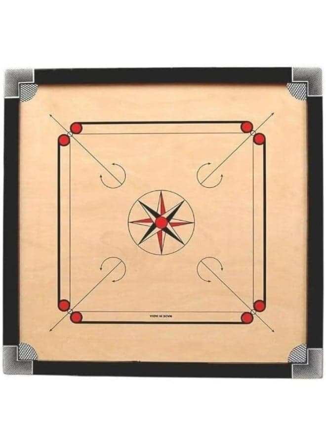 Kovar Carrom Board - Wooden Board for Family Games and Competitions, Premium Surface, Durable Design with Coins and Striker (50x50cm)