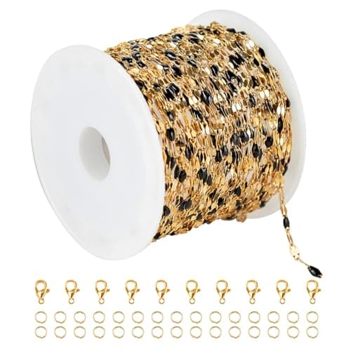 UMAOKANG 16.4 Feet Gold Plated Chain for Jewelry Making, Stainless Steel Chain Roll Necklace Chains Bulk Jewelry Supplies Findings