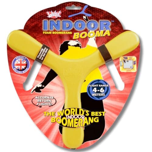 Wicked Indoor Booma Yellow The Worlds Best Indoor Boomerang Special Memorang Safe Foam Boomerang for Kids Adults to Play Safe at HomeBackyards
