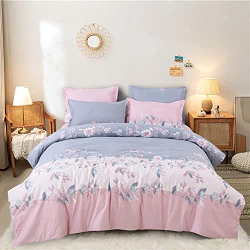 Ab Home Decor Microfiber 350TC Glace Cotton AC Comforter Set King Size Double Bed with 1 Flat bedsheet-90x100 inch and Two Pillow Covers II 4 pc Bedding Set-Grey Lines