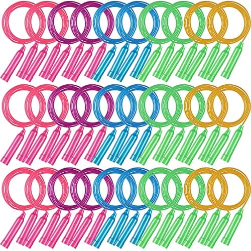 30 Pcs Jump Ropes for Kids Bulk Colorful Plastic Jump Ropes 75 ft Adjustable Skipping Rope for Boys Girls Outdoor Fun Activity Birthday Party Favor