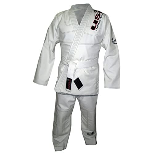 USI UNIVERSAL Jiu Jitsu Gi Dress for Men, 411s Jiu Jitsu Gi BJJ Gi with Jacket, Pants, and Black Belt for Martial Arts Training Grappling gi Uniform (A1, White)