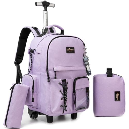 Oruiji Rolling Backpack for School Glitter Backpack with Wheels Backpacks with Lunch Box Set Backpacks for Teens Girls Boys 3 in 1 Travel Schoolbag with Wheels Bookbag for School Supplies