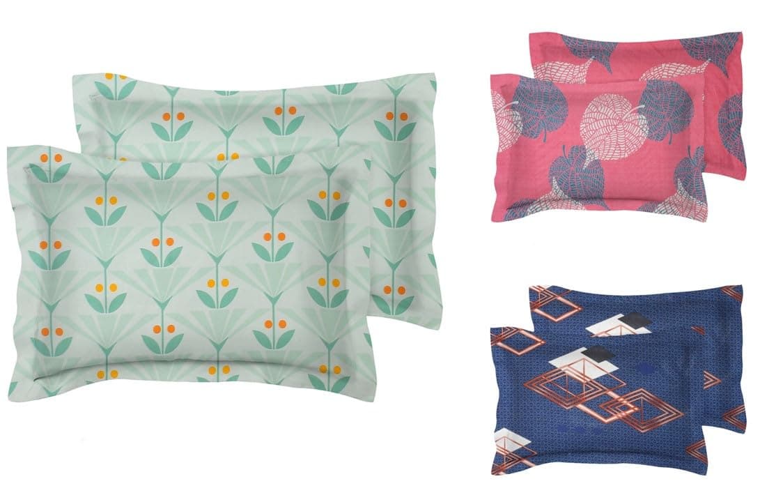 BSB HOME Present Designer Printed 6 Piece 100% Pure Cotton Pillow Cover Set- 20" X30" Inches, (Multicolor3)