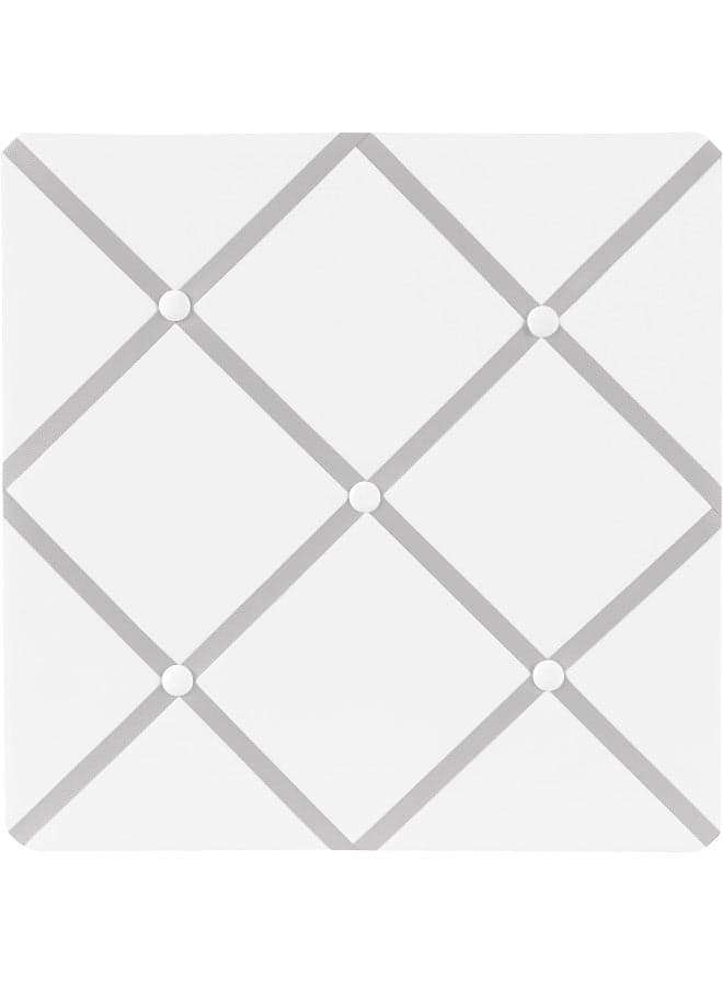 Sweet Jojo Designs White and Grey Boy, Girl, Unisex/Gender Neutral Fabric Bulletin Board Picture Memo Photo for Nursery Wall Bedroom Home Office Room Decor 13x13 Gray Classic Geometric for Hotel