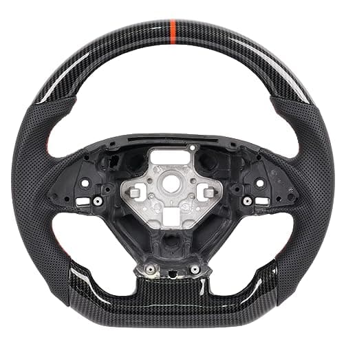 JIANGGAI D-Shaped Perforated Leather Grip Steering Wheel, Hydro Dip Carbon Fiber Steering Wheel Fit For Chevy Corvette C7 2014-2019