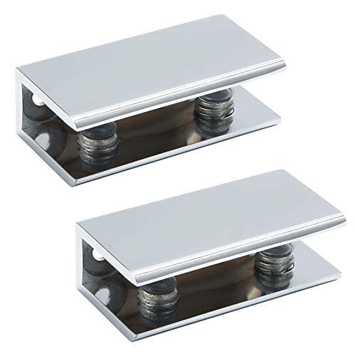 Alise Glass Shelf Bracket Adjustable Shower Brackets,Heavy Duty Rectangle Clamp Holder for 10-12mm Glass Shelves,Wall Mount Clamps Clip Support Hardware Replacement Parts,Polished Chrome 2 Pcs