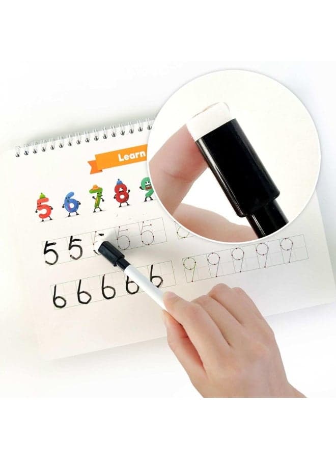 Writing Workbook for Children Aged 3-6 - Preschool Early Learning Handbook, Covering Letters, Numbers, Shapes, Pen Control, Common Words, Basic Math Skills, Reusable Writing