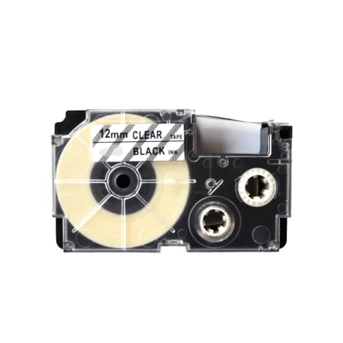 LIVYU LIFE® 12mm Label Printer Tape from LIVYU LIFE® Compatible Label Tape Replacement for Casio KL-820, KL-G2, KL-HD1, KL-120, KL130 Ez Label Maker. (Black Ink on Clear Tape -12mm x 8m -1 Pcs)