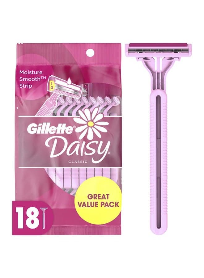 Venus Daisy Classic Disposable Razors for Women, 18 Count, Hair Removal for Women