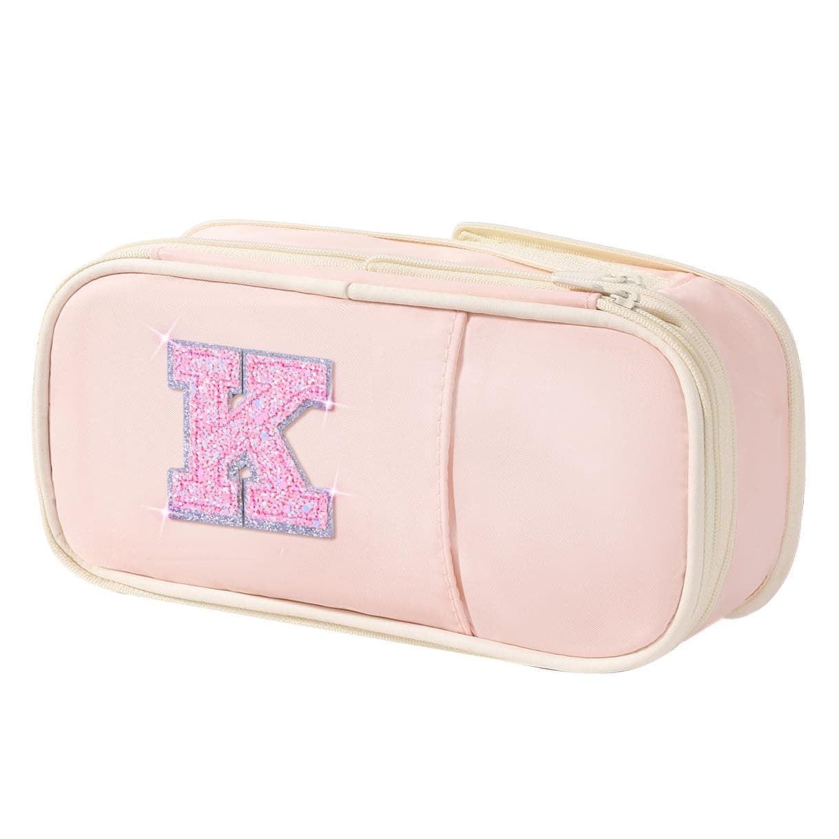 Preppy Pencil Case for School Supplies Initial Large Pink Pencil Case Organizer with Zipper Cute Pencil Bag Holder for Office Ideal Birthday Gift for Kids8910 Years Old Girls AdultsPink K
