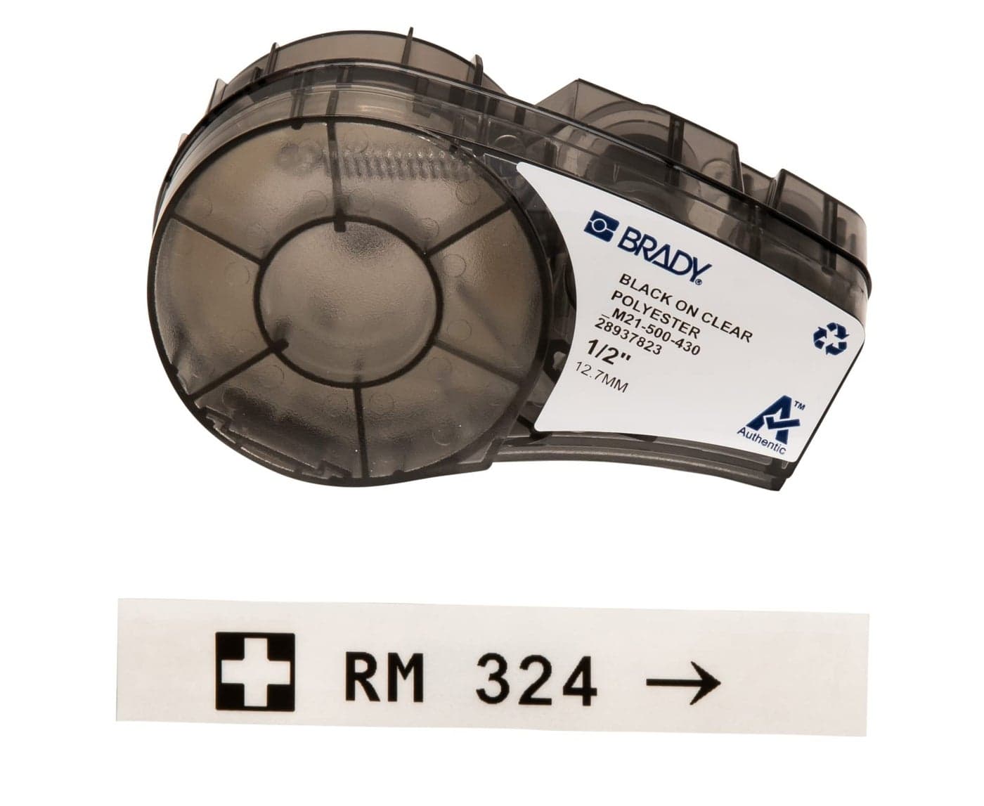 Brady Authentic (M21-500-430) Clear Harsh Environment Polyester Label for Lab, Asset Tracking, Datacom Labeling, Black on Clear- For M210, M210-LAB, M211, BMP21-PLUS and BMP21-LAB Printers, .5"W 21'L
