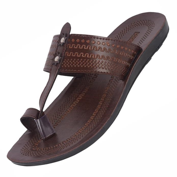 Poddar Slippers, Sandals & Chappals for Men | Synthetic Leather Comfortable Footwear | Daily Use, Casual, Party, Stylish, Durable, Waterproof, Soft Sole, Anti-Slip (30052-Brown-8)