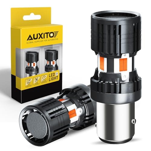 AUXITO CANBUS 1157 LED Bulbs Amber Yellow with Built-in Resistor 2057 2357 7528 BAY15D P21/5W Anti Hyper Flash Error Free Front Rear Turn Signal Lights Blinker Marker DRL Parking Lights, Pack of 2