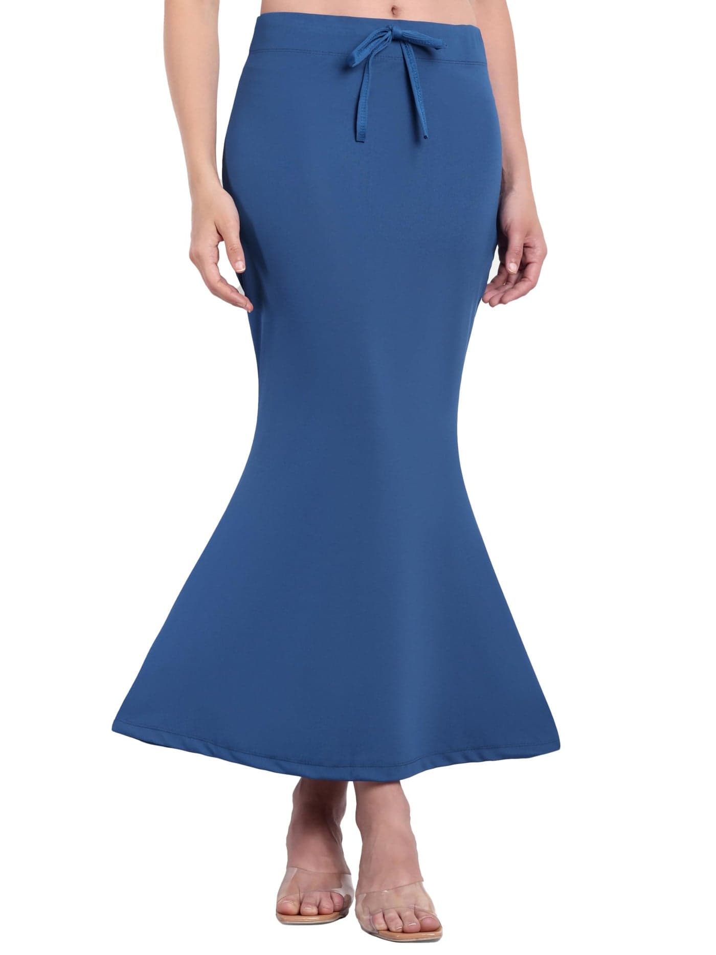 Bureaucrat Saree Shapewear Petticoat for Women | Tummy Control Underskirt with Side Slit |Fish-Cut Stretchable Body Shaper Skirt for Saree, Lehenga, Gown | Comfortable Fit (Royal Blue-L)