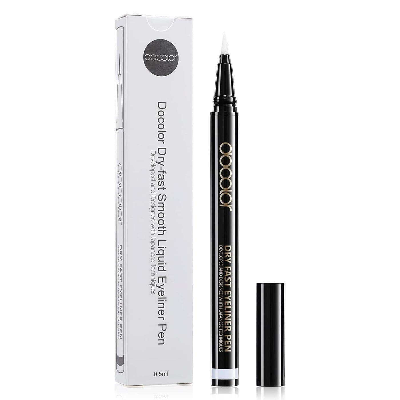 docolor Waterproof Eyeliner Pen Longwearing with UltraFine Tip Liquid Eye Liner White