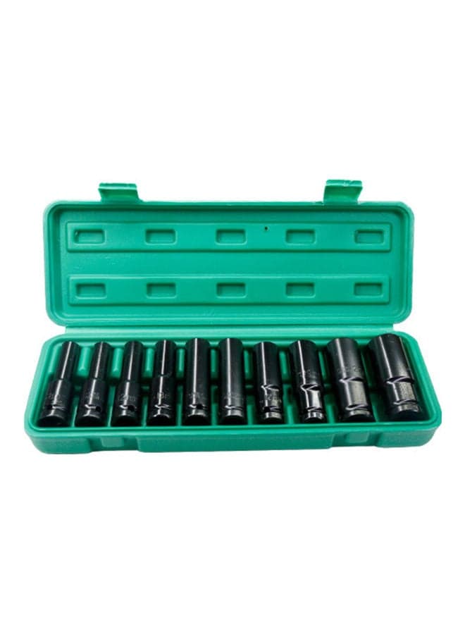 10-Piece Hex Impact Socket Set Black 30.50x5.50x11.00cm