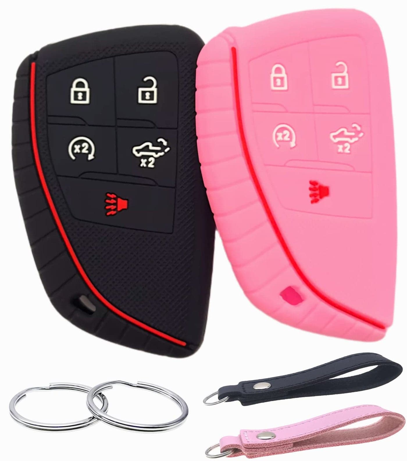 REPROTECTING Silicone Rubber Key Fob Cover Compatible with 20252022 Chevy Chevrolet Silverado 1500 GMC Sierra 1500 2025 2024 Silverado Sierra 2500HD 3500HD Black Pink