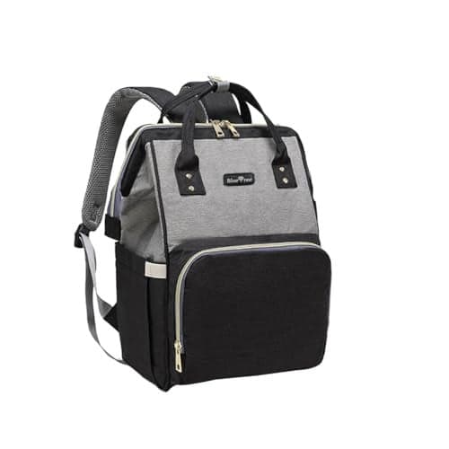blue tree Premium Baby Diaper Bags For New Born Baby for Mothers | Maternity Waterproof Bags for Travel | Multiple Pocket to Easily Organise Baby Essentials Diaper Backpack for Moms (Black+Grey)