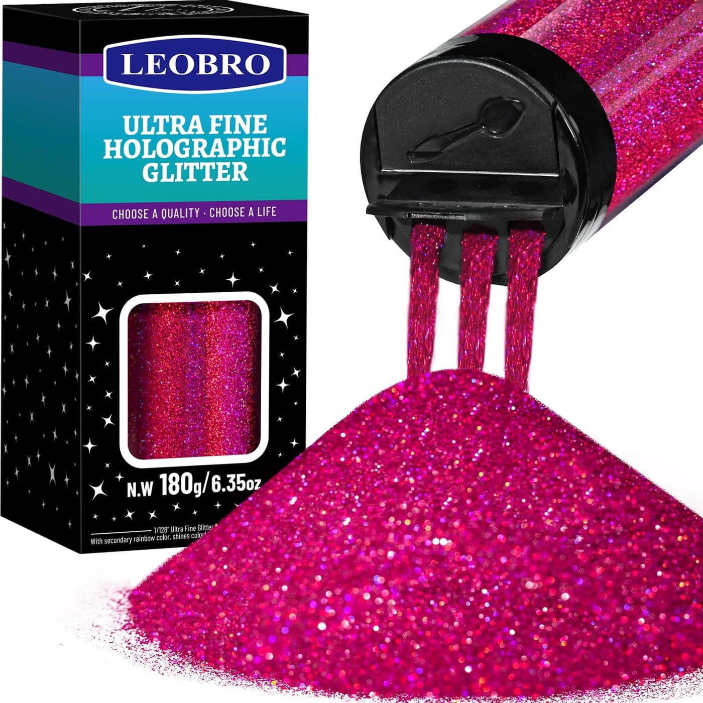 LEOBRO Red Glitter 180G635OZ Holographic Ultra Fine Glitter for Resin Crafts Tumblers Nail Body Holographic Red Violet