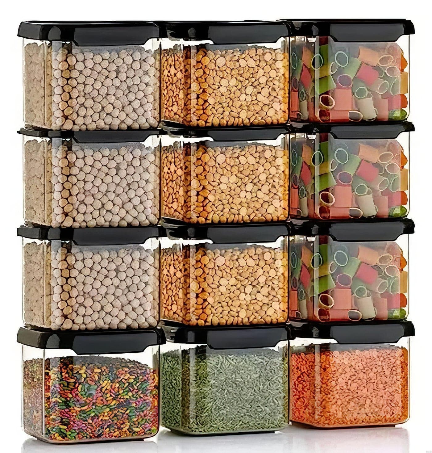 KWER Air Tight Containers Storage Set For Kitchen, Storage Box and Organiser, Kitchen Accessories Items for Home, Pantry Organization, BPA-Free(Pack Of 6, Black, 500 ml, Plastic)