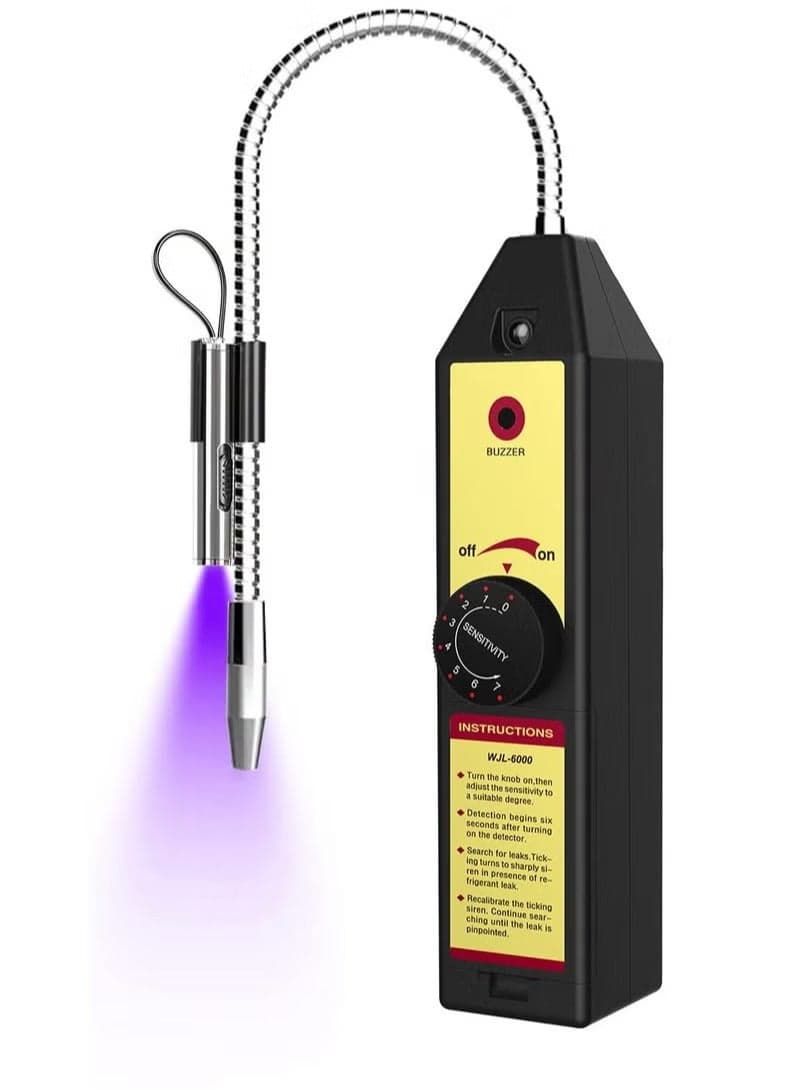 WJL-6000 Freon Leak Detector, Halogen Gas Tester, HVAC Refrigerant AC Sniffer R22 R410A R134A with LED, Adjustable Sensitivity, for Halogen Gas Leakage, Air Condition Refrigerant Leak Detector