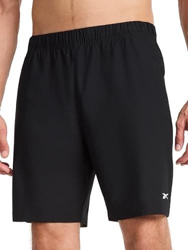 Reebok Men’s Jumpstart 8” Short, Standard Fit, Lightweight Poly Fabric, Black, Large