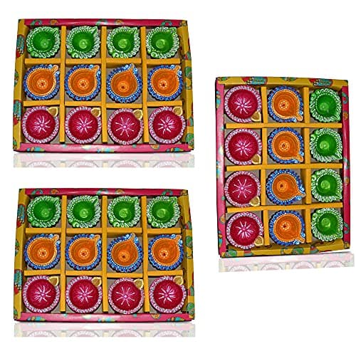 CraftVatika Clay Diyas Diya Deepak Batti Diya- Handmade Mitti Diya for Diwali Decoration Puja - Handpainted Diya for Home Indoor Outdoor Diwali (36 Diya)