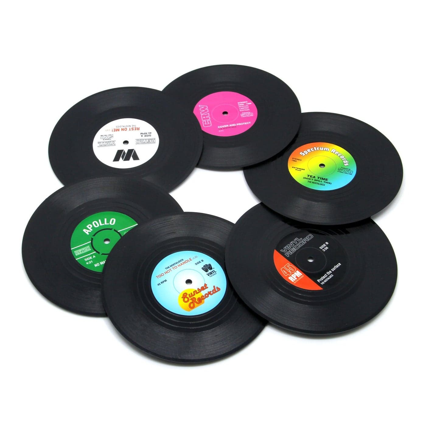 DuoMuo Coaster Vinyl Record Disk Coasters for Drinks Tabletop Protection Prevents Furniture Damage 6 PCS Vinyl