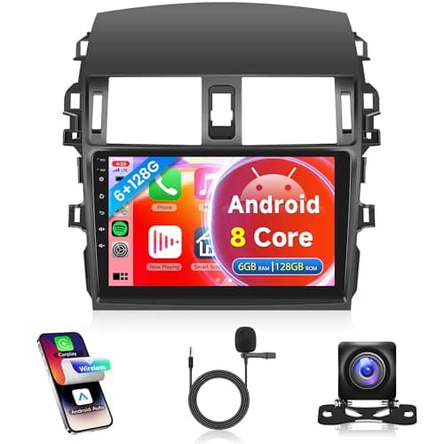 8 Core 6G+128G for Toyota Corolla 2009-2013 Android Car Stereo Carplay Android Auto, Rimoody 9 Inch for Corolla Radio GPS 4G-WiFi Bluetooth 5.0 FM/RDS DSP-36 Mirror Link Backup Camera