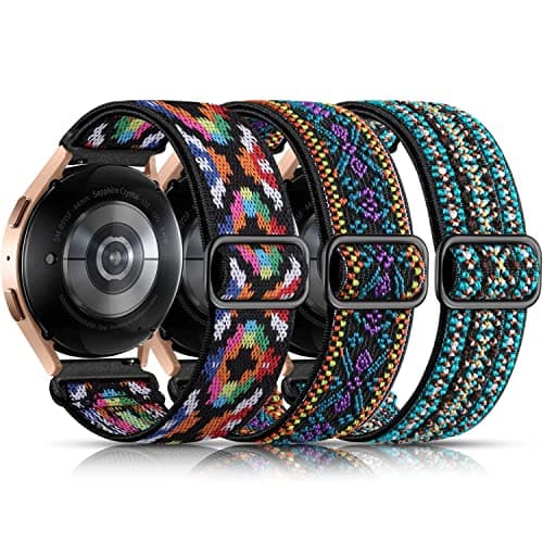 Lerobo Elastic Bands Compatible with Samsung Galaxy Watch 7 6/5 4 40mm 44mm/Watch 6 Classic 43mm 47mm/Watch 4 Classic Band 42mm 46mm/Active 2,3 Pack 20mm Soft Adjustable Nylon Breathable Sport Band