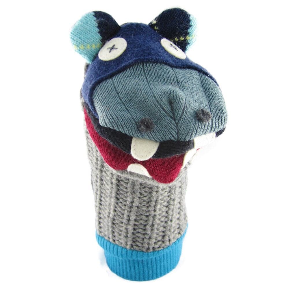 Cate & Levi - Hand Puppet - Premium Reclaimed Wool - Handmade in Canada - Machine Washable (Hippo)