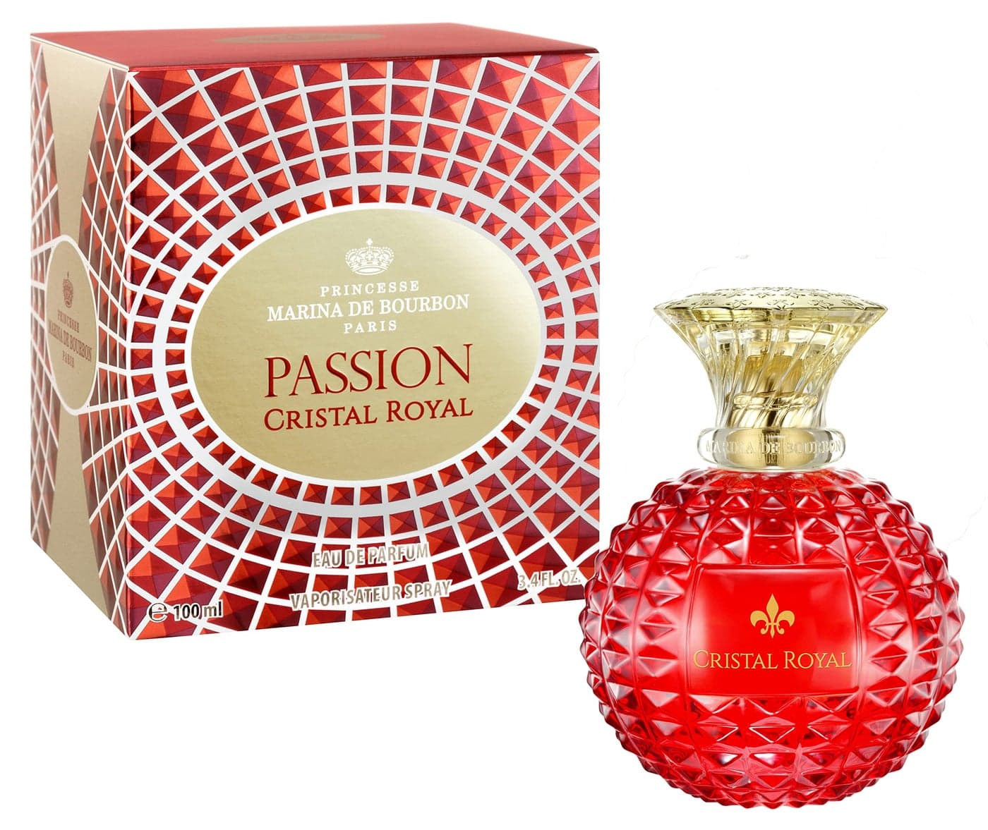 Princesse Marina de Bourbon Cristal Royal Passion Eau de Parfum for Women Opens with Pear Blackcurrant and Bergamot Blended with Jasmine and Violet For Elegant Ladies 34 oz