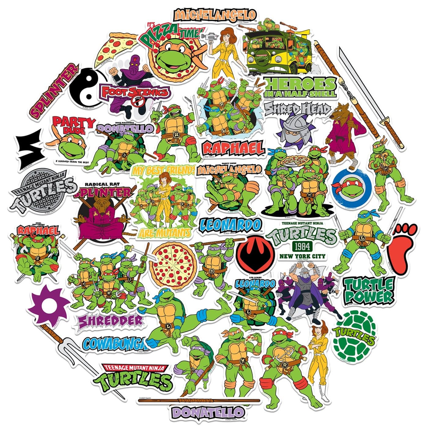 Teenage Mutant Ninja Turtles Sticker Pack Die Cut Vinyl Large Deluxe TMNT Stickers Variety Pack - Laptop, Water Bottle, Scrapbooking, Tablet, Skateboard, Indoor/Outdoor - Set of 50