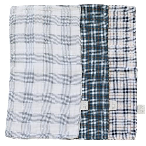 Mebie Baby Burp Cloths Plaid Muslin Burp Cloth Set for Spit Up Drool and More Boho Burp Cloths for Baby Boy and Girl Baby Must Haves for Registry Lists and Gifts for Newborns