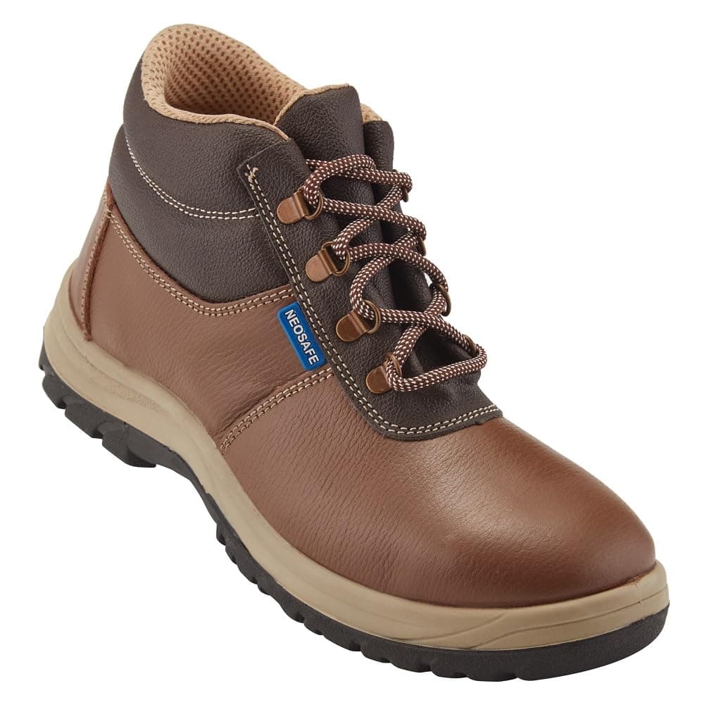 NEOSAFE Centaur A2025_7, High Ankle Brown Executive Safety Shoes ISI Marked with Steel Toe Size 7