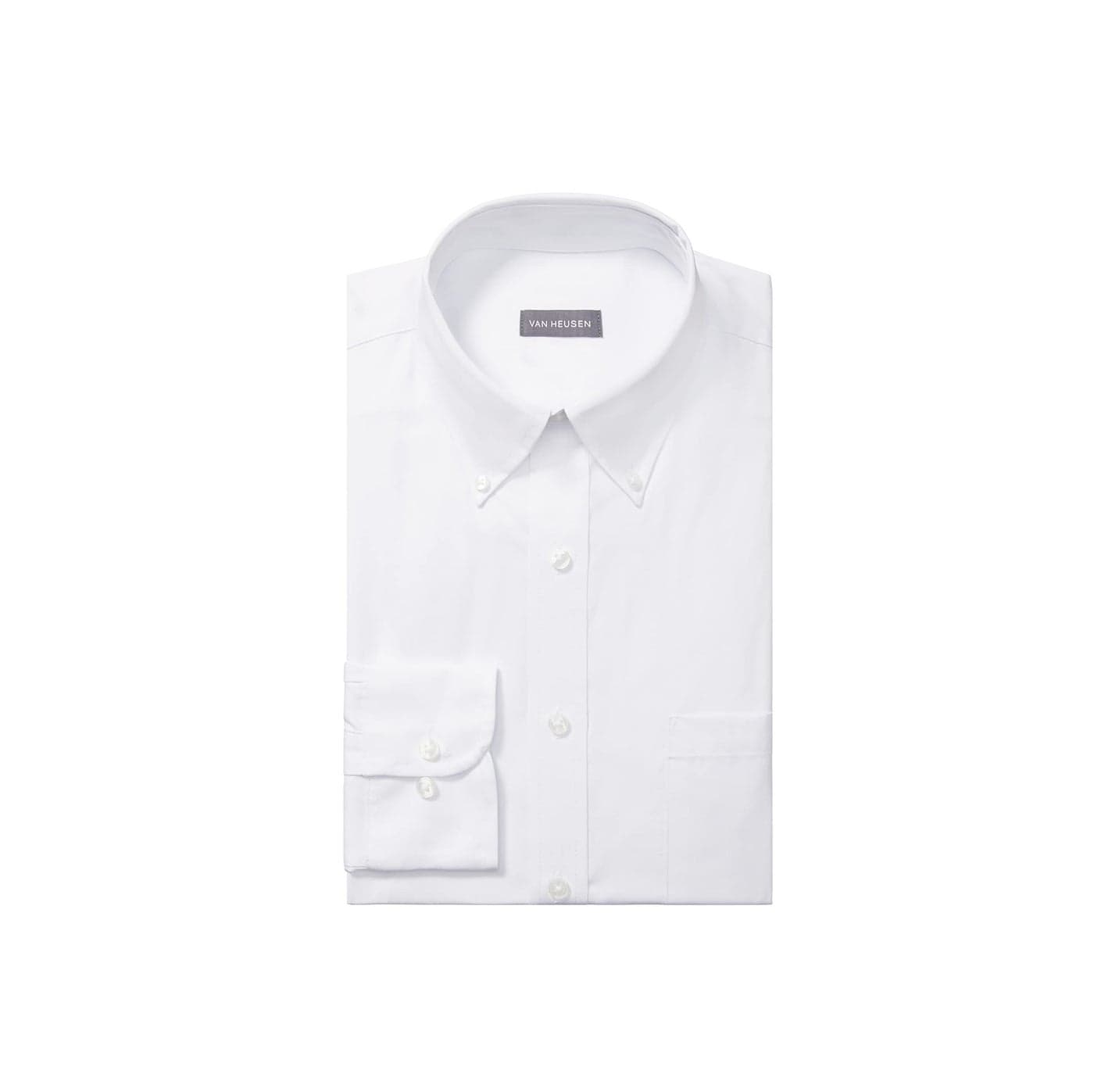 Van Heusen Men's Pinpoint Solid Shirt, White, 18" Neck 34"-35" Sleeve