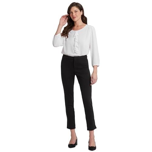 NYDJ Womens Betty Ankle Pants In Ponte Knit Jeans, Black, 4 US