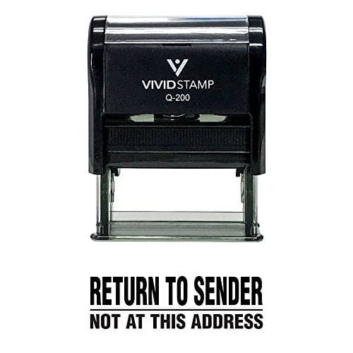 Return to Sender Not at This Address Self Inking Rubber Stamp (Red Ink) - Medium