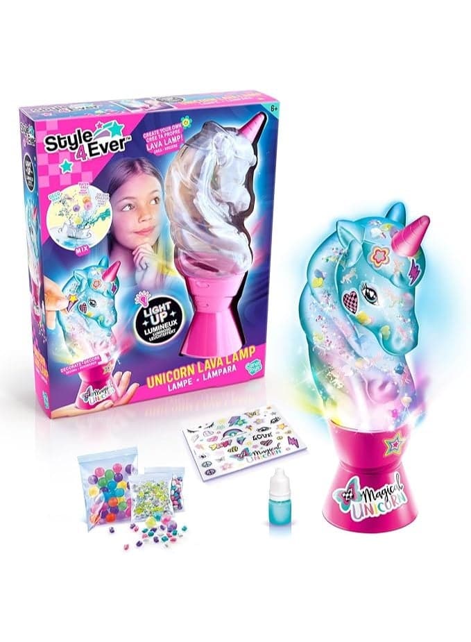 Style 4 Ever Unicorn DIY Lava Lamp | Decorate Your Own Water Lamp Craft Kit | Cute Unicorn Room Decoration | Pink