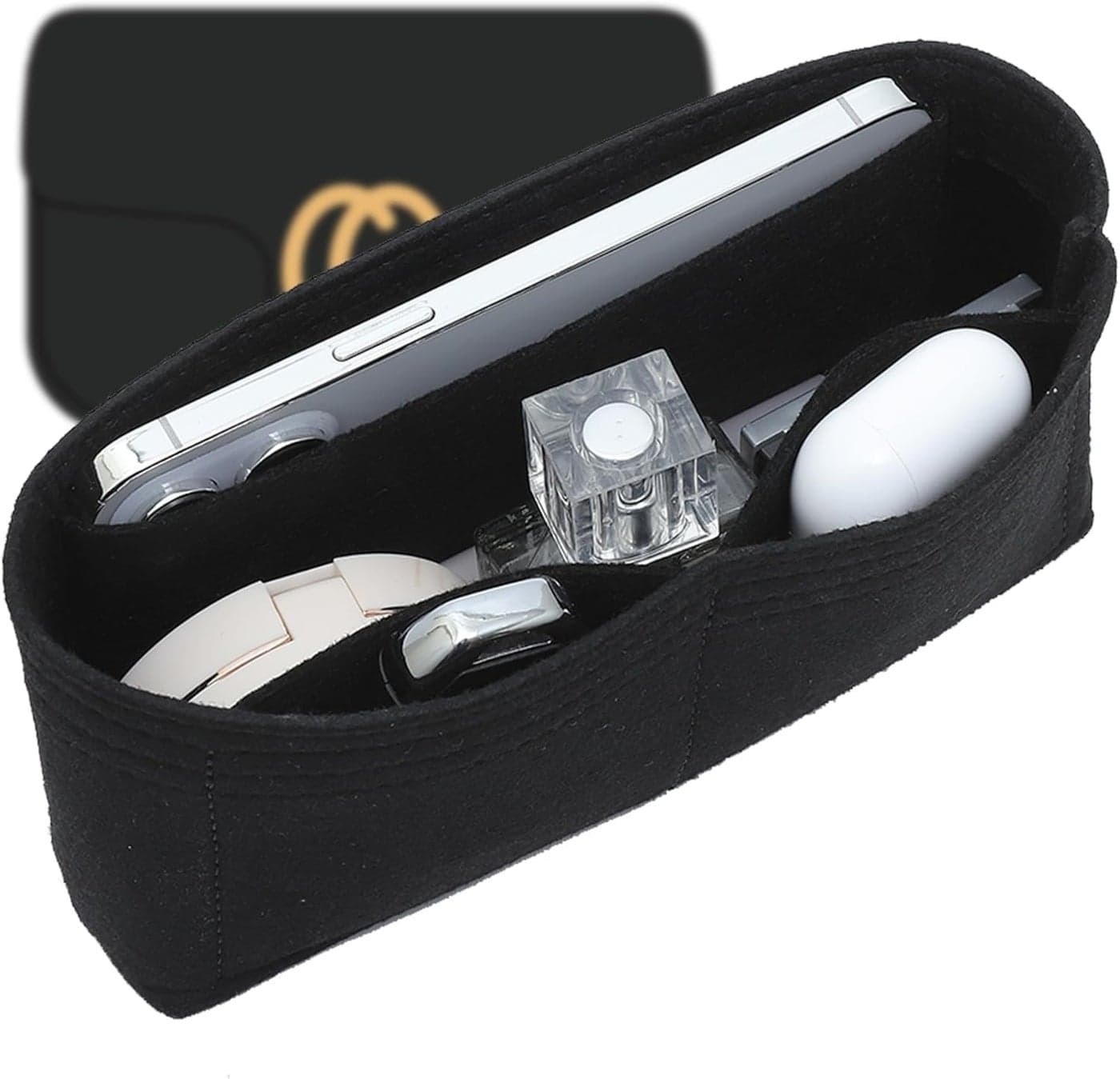 OAikor Small Purse Organizer Insert for GG Marmont Matelasse Shoulder Handbag and More Felt Small Handbag Insert Liner Pouch for Women Inner Bladder Bag Storage Bag Medium Black