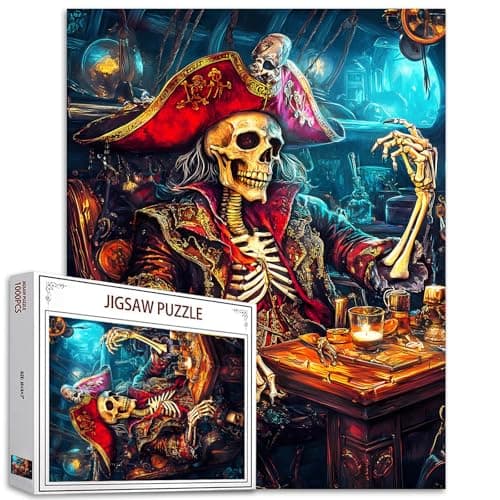 Aihonmin 1000 Piece Nautical Skull Captain Puzzle for Adults Intermediate Skill Level 1969 x 2756 50x70cm EcoFriendly Recycled Board Includes HighDefinition Poster Ages 14