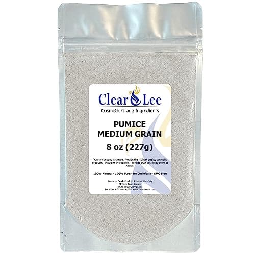 ClearLee Cosmetic Grade Pumice - 100% Pure Natural Grain/Powder - Great For Skin Exfoliation in DIY Soaps, Masks, Scrubs for Face, Body, Foot (8oz, Medium Grain)