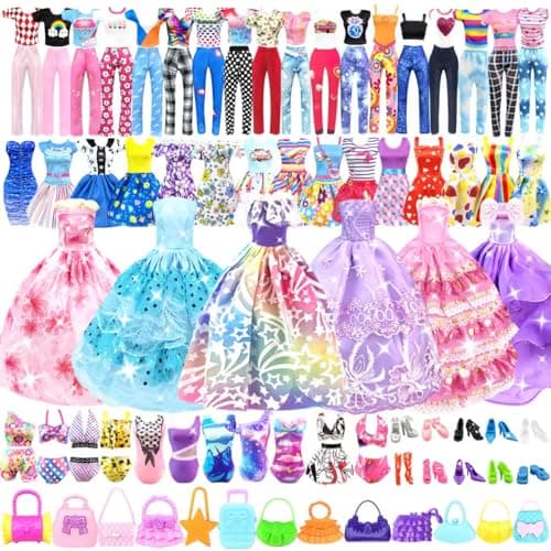 Doll Clothes and Accessories for 115 Inch Doll Dress Up Set with 1 Wedding Gown Dress 2 Fashion Dresses 4 Mini Dresses 2 Tops and Pants Outfits Swimsuits 10 Shoes 10 Bags Toys Gift for Girls