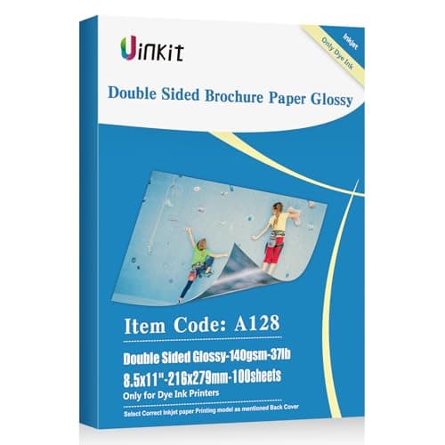 Uinkit 100 sheets Photo Paper Brochure Paper Glossy Double Sided 8.5x11 Inkjet 37lb 140gsm Dye ink Thin Photo Picture Flyer Calendar Magazine CD Cover letter