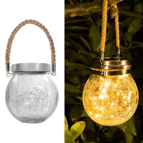 LITVERSE Outdoor Solar Hanging Crack Glass 30 LED Lights Waterproof Outdoor Garden Decor Patio Porch Garden Yard Backyard Balcony Lawn Tree Christmas Decor (Warm White)