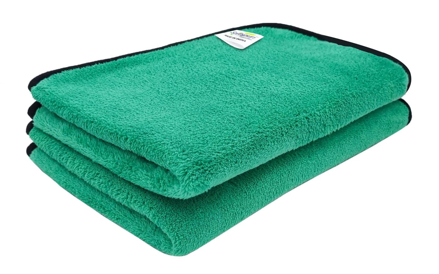 SOFTSPUN Microfiber Face & Hand Towel 2 Pc Parrot Green ! Ultra Absorbent Super Soft & Lightweight Quick Drying for Men & Women Daily Use Unisex.