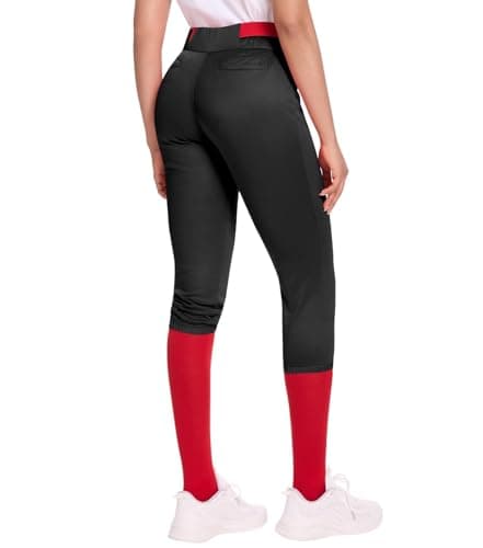Dreammonkey Womens Softball Pants LowRise 34 Tapered Leg with DualLayer Knee Protection for Baseball Fastpitch Black