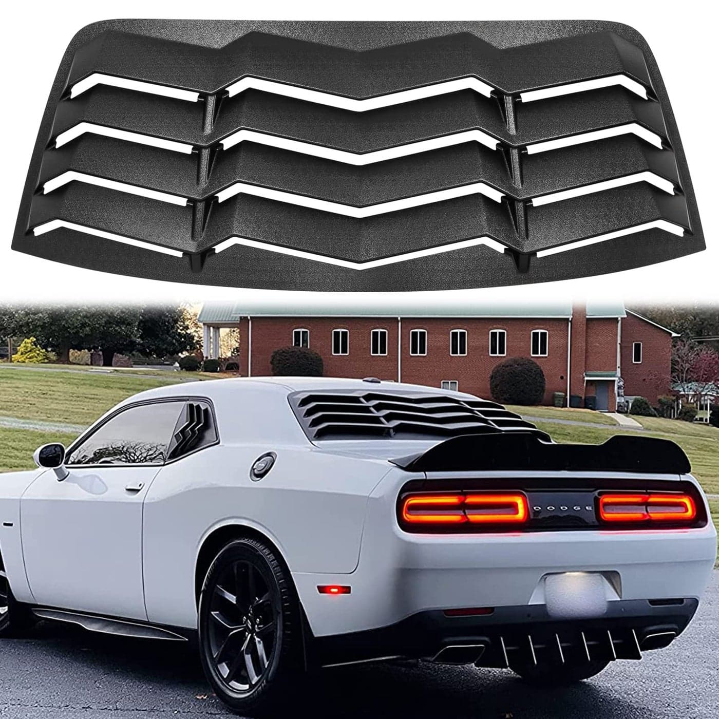 Rear Window Louver for Dodge Challenger 20082023 in Lambo Style Windshield Scoop Louvers Sun Shade Vent Cover Matte Black