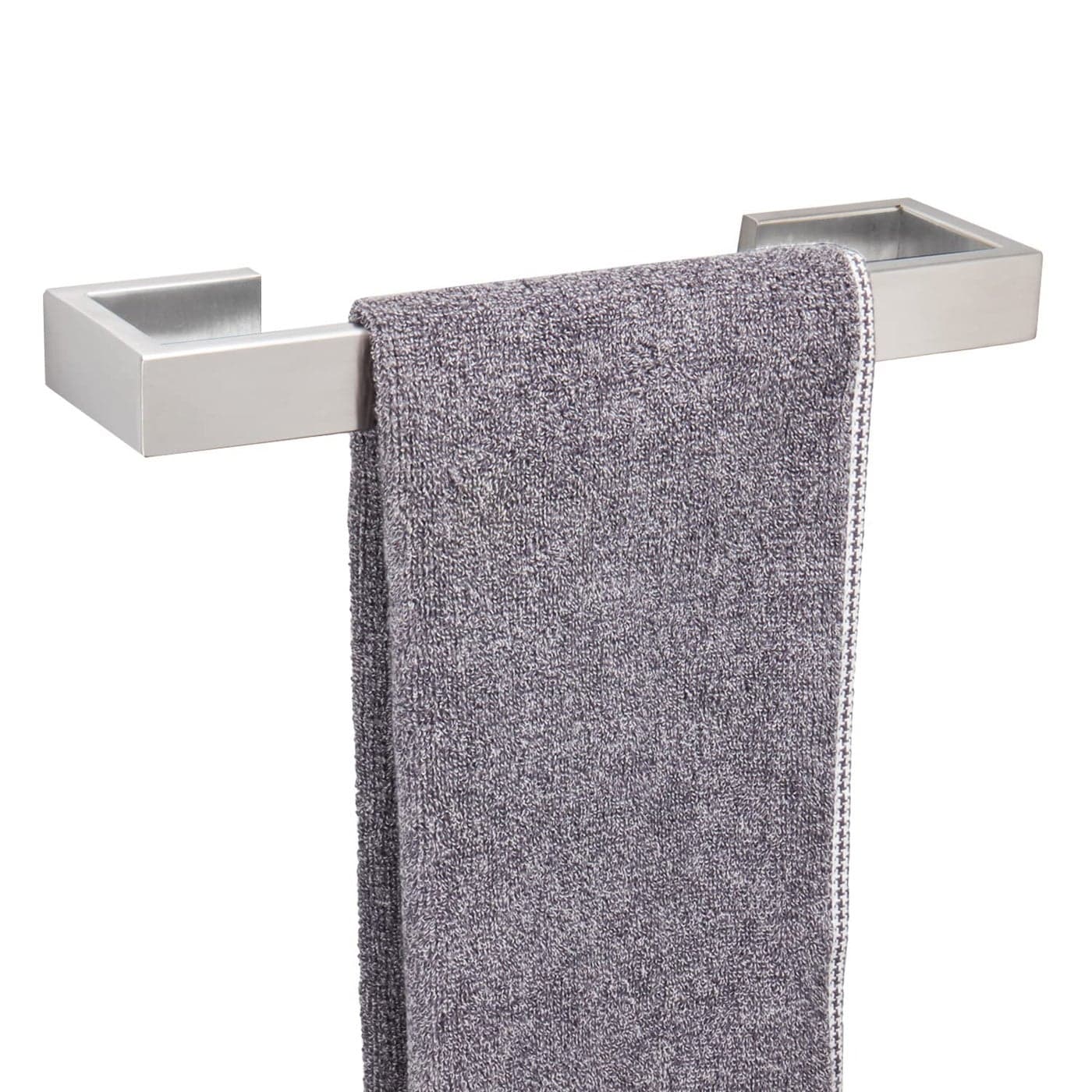 TocTen Bath Towel Rack Square Base Thicken SUS304 Stainless Steel Towel Bar for Bathroom Bathroom Bar Accessories Towel Rod Heavy Duty Wall Mounted Towel Holder Brushed Nickel 12 Inch